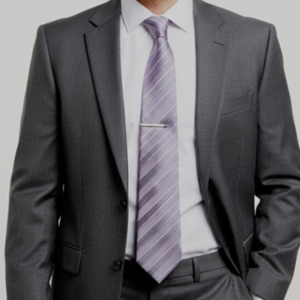 Calvin Klein Silk Lavender Striped Tie